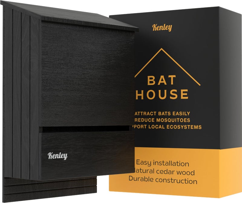 Kenley Bat House - Large Outdoor Bat Box Shelter with Triple Chamber - Handcrafted from Cedar Wood - Easy for Bats to Land and Roost - Weather Resistant & Ready to Install - Image 1